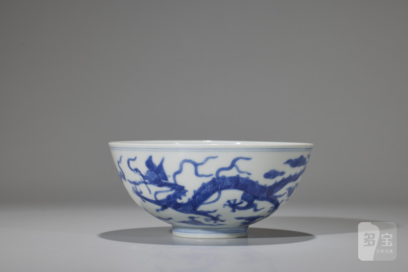 清同治  青花龙纹碗 - 图2